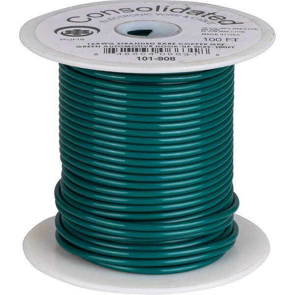 Main product image for Consolidated 16 AWG Stranded Copper GPT Green Automotive Hook-Up Primary Wire 100 ft.101-908